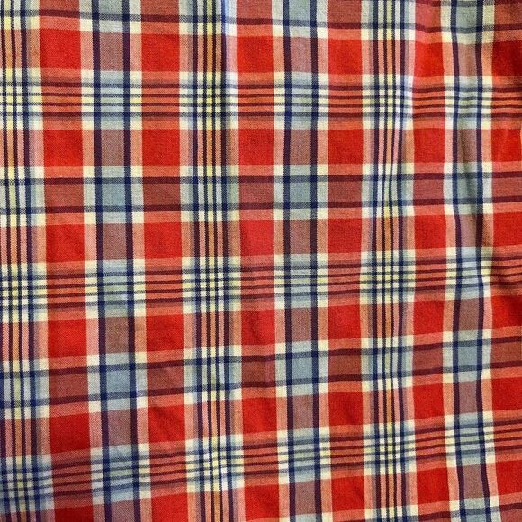 Chaps Red Blue Plaid Button Up Shirt Men's Size 2XT Short Sleeve Crest Easy Care - Picture 7 of 11